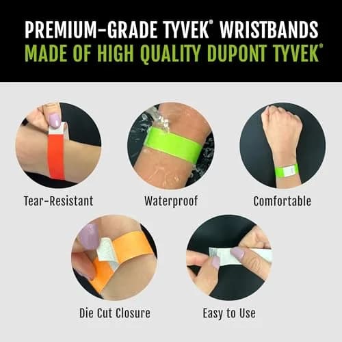Wristco Gold Tyvek Wristbands 200 Count | Tamper-Proof for Events thumbnail 3