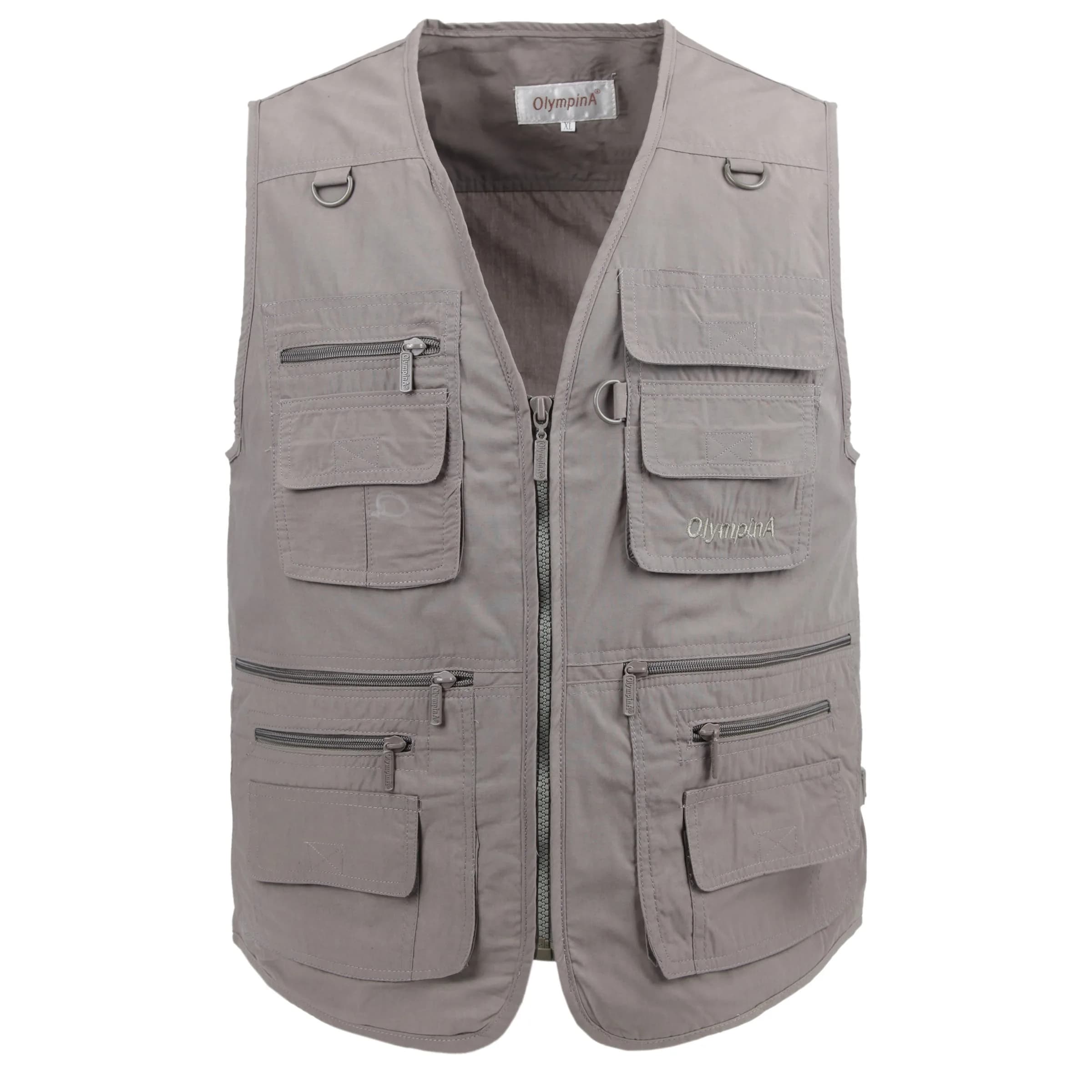 LUSI MADAM Men's Poplin Outdoors Travel Sports Multi-Pockets Work Fishing Vest 3X-Large Coffee | Utility & Comfort - main product image
