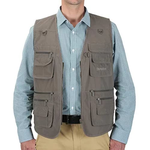 LUSI MADAM Men's Poplin Outdoors Travel Sports Multi-Pockets Work Fishing Vest 3X-Large Coffee | Utility & Comfort thumbnail 2