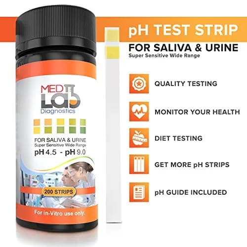 Med Lab Diagnostics 200 pH Test Strips 4.5–9.0 for Urine and Saliva Body pH Testing | Accurate Home Health Monitoring thumbnail 3