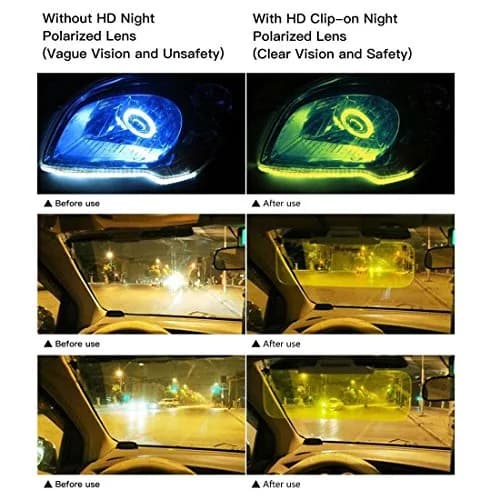 CAXMAN HD Night Vision Polarized Clip-on Flip Up Sunglasses 59x42mm | Lightweight Night Driving Yellow Lens thumbnail 5