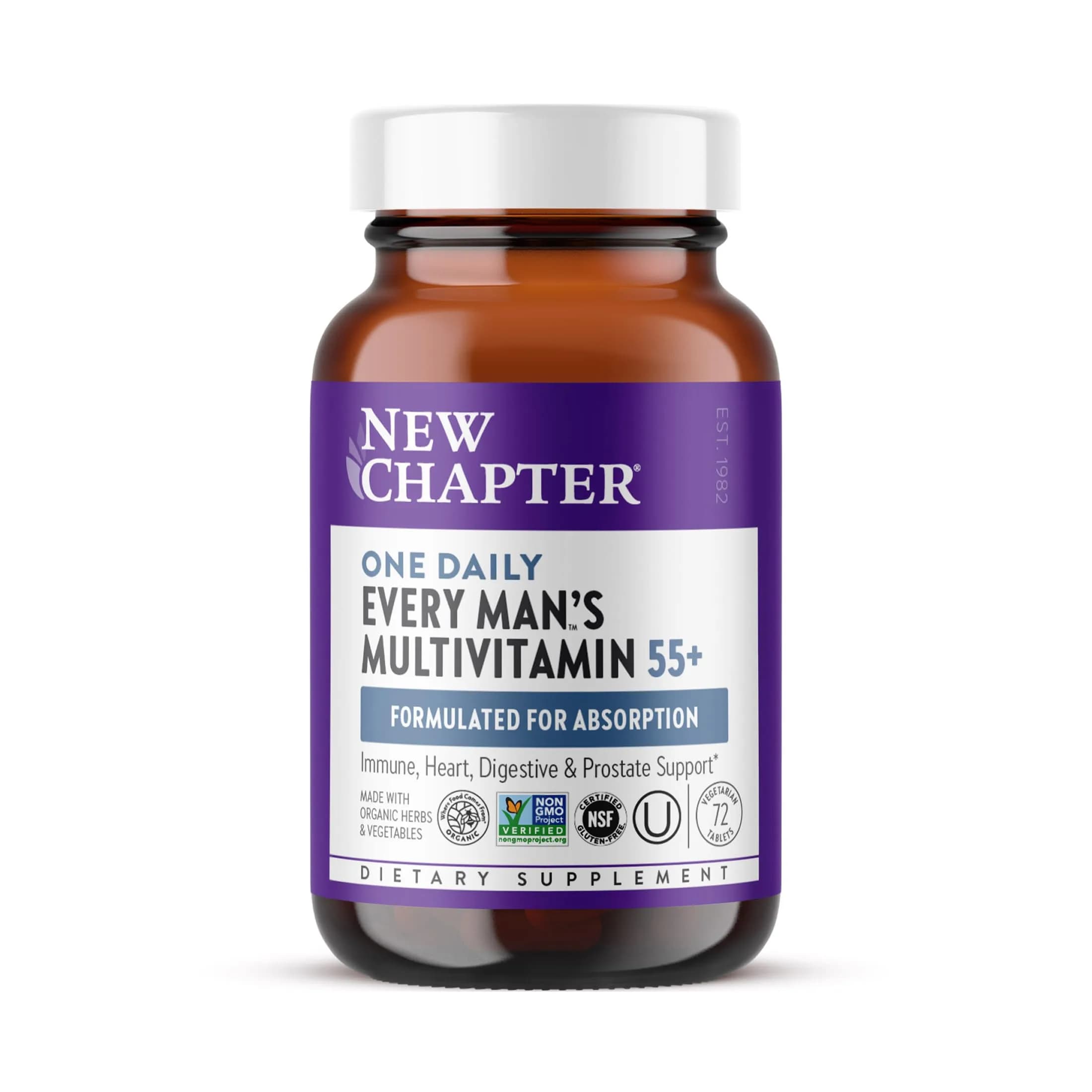 New Chapter Every Man's One Daily 55+ Multivitamin 72 Tablets | Supports Immune & Energy - main product image