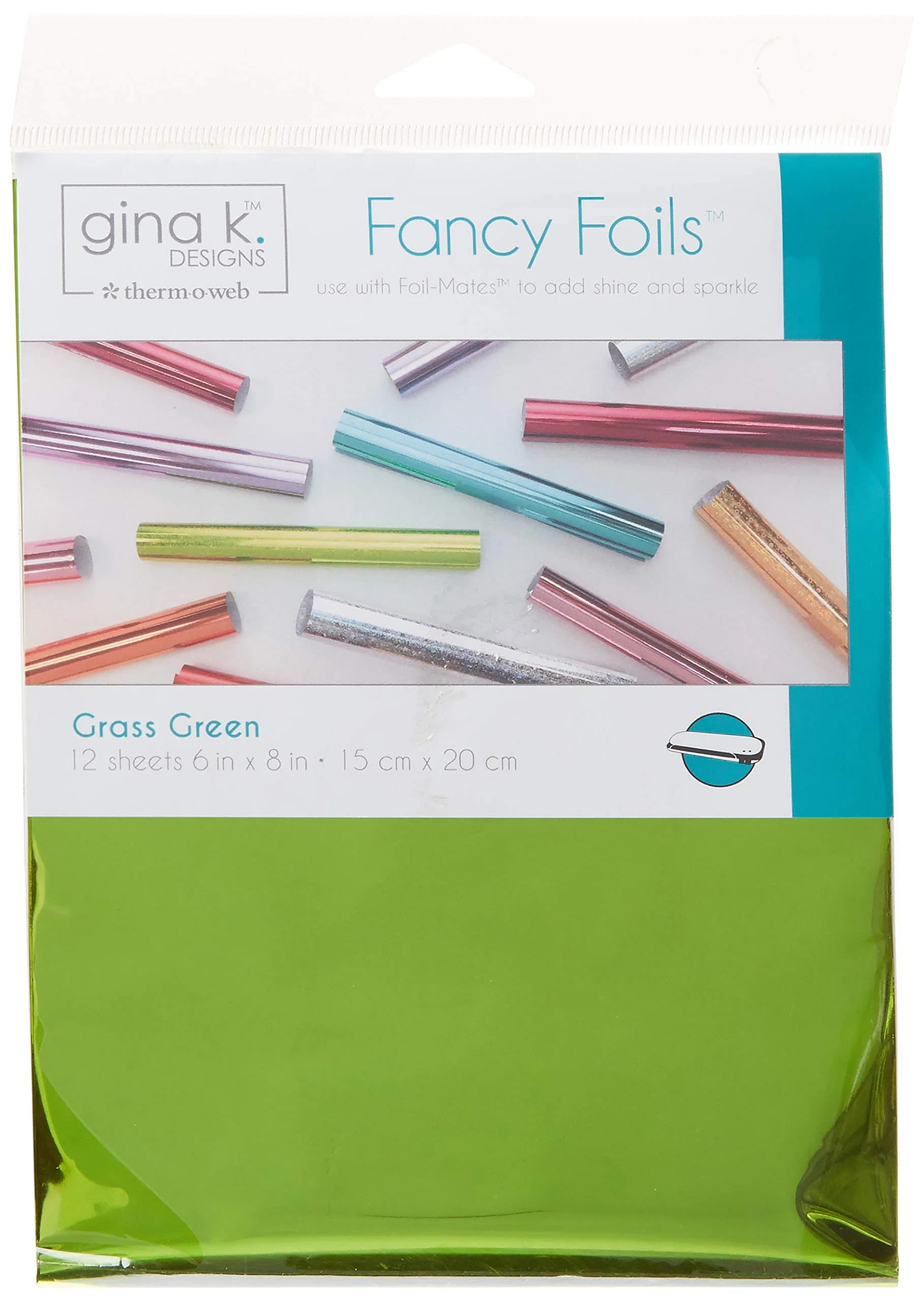 Gina K Designs Fancy Foils Grass Green 6" x 8" Sheets (12 Count) | Toner-Reactive & Textile Foil - main product image