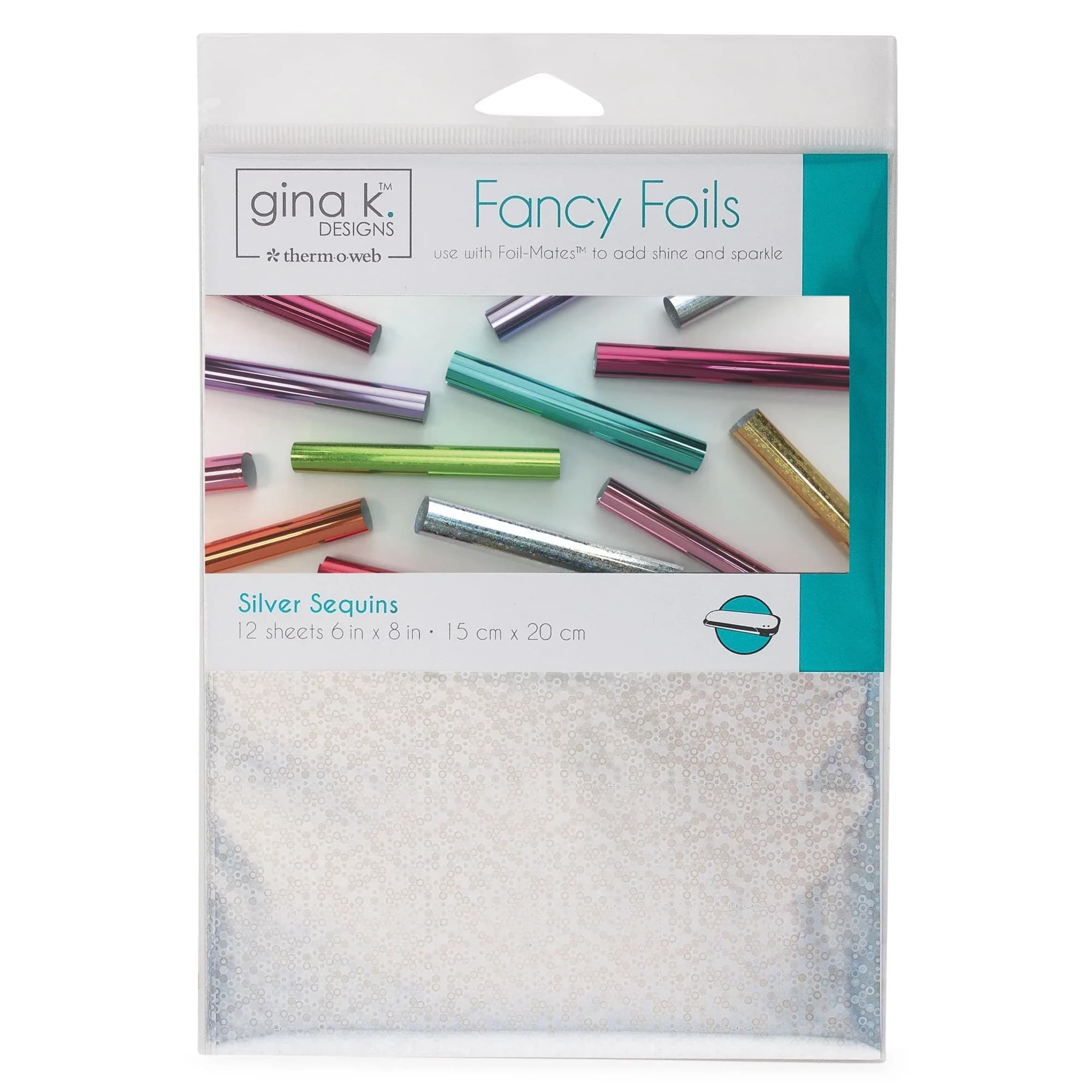 Gina K Designs Fancy Foils 6" x 8" Jelly Bean Green 12 Count | USA Imported Craft Foil — Silver Sequins