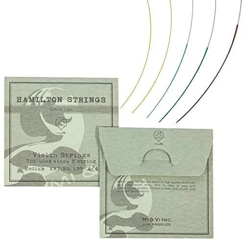 MI&VI Hamilton Violin Strings Universal Full Set 4/4 Scale (G-D-A-E) with Extra E-String | Germany Steel | Ball-End | Medium Tension thumbnail 1