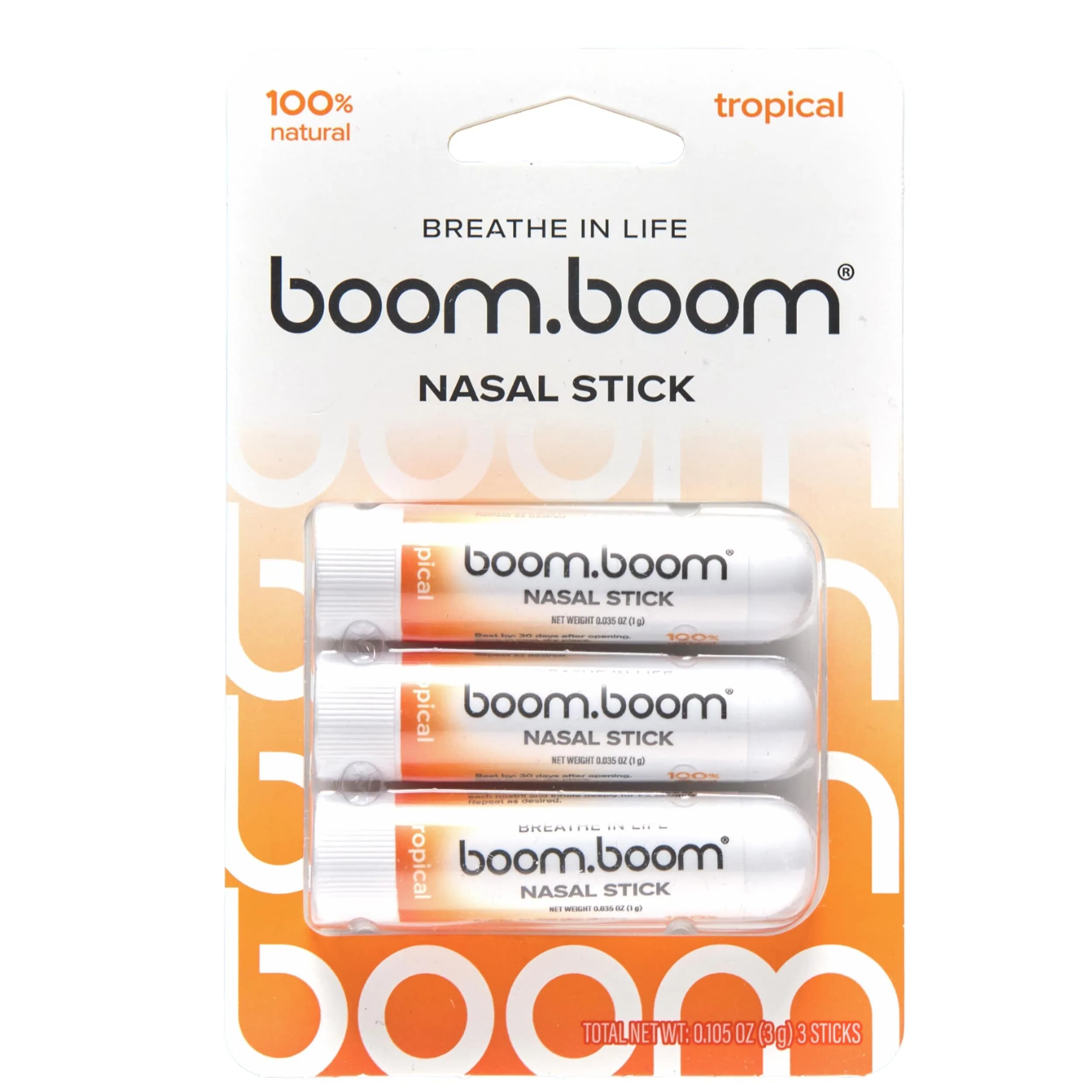 BoomBoom Tropical Nasal Inhaler Stick 3-Pack | Vapor Flow Technology for Clear Breathing - main product image