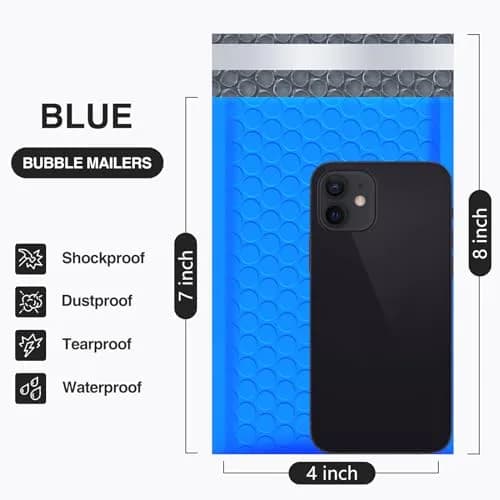 UCGOU Bubble Mailers 4x8" Blue 50 Pack | Padded Envelopes for Shipping & Protection thumbnail 2
