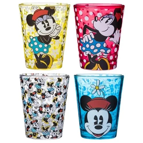 Silver Buffalo Disney Vintage Minnie Mouse Mini Glass Set 4 Count (1.5oz Each) | Officially Licensed Collectible Shot Glasses thumbnail 1