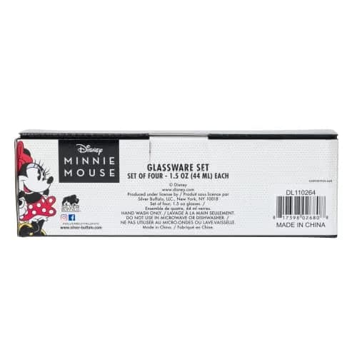 Silver Buffalo Disney Vintage Minnie Mouse Mini Glass Set 4 Count (1.5oz Each) | Officially Licensed Collectible Shot Glasses thumbnail 8