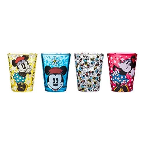 Silver Buffalo Disney Vintage Minnie Mouse Mini Glass Set 4 Count (1.5oz Each) | Officially Licensed Collectible Shot Glasses thumbnail 2