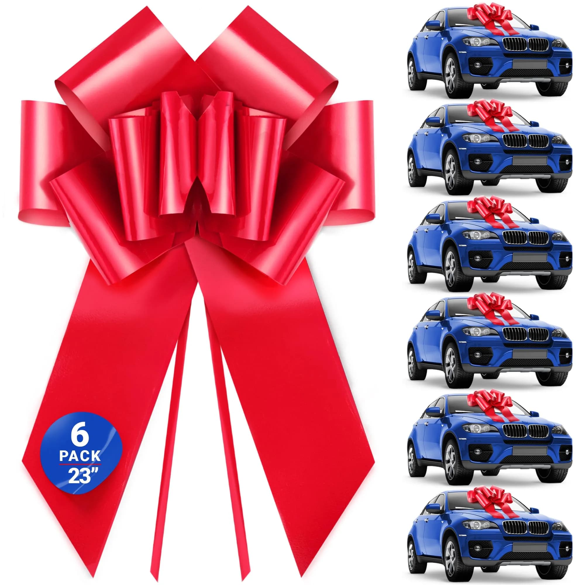 Zoe Deco Big Car Bow 23 Inch (58.42 cm) Red Giant Bow | Easy Assembly for Gifts & Cars — Red / 23 Inch