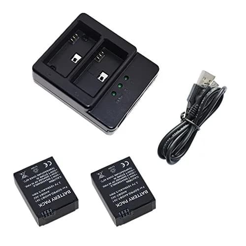 Suptig Dual Battery Charger and 2x 1050mAh Batteries for GoPro Hero 3 & 3+ | 3.7V Li-ion thumbnail 1
