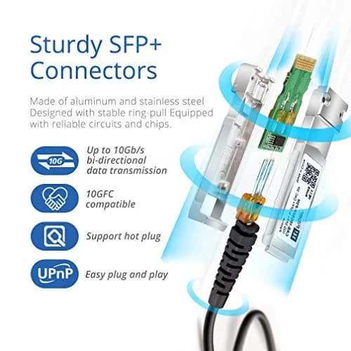 H!Fiber.com 10G SFP+ DAC Cable 1m | 10Gbps Twinax Copper for Networking Devices thumbnail 2