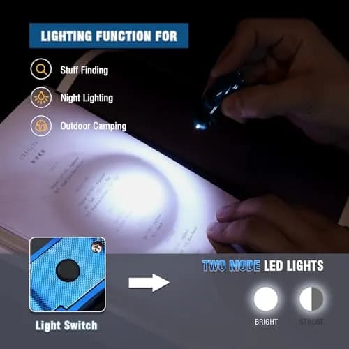 SOMGEM Car Keychain Flashlight Blue with LED Light | Zinc Alloy Detachable Key Ring thumbnail 3