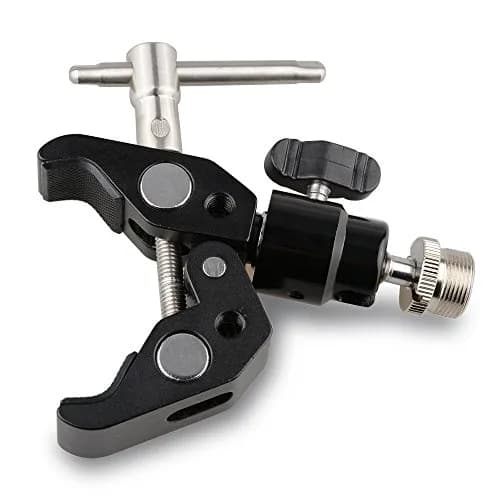 CAMVATE Microphone Clamp with 1/4 Mini Ball Head | 360° Articulated, Silver & Black thumbnail 4