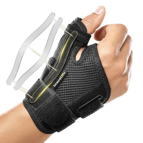 BraceUP Thumb Spica Splint Brace Black | Right/Left Hand, Adjustable Compression for Arthritis, Tendonitis, Carpal Tunnel Pain Relief (1 Count) thumbnail 1