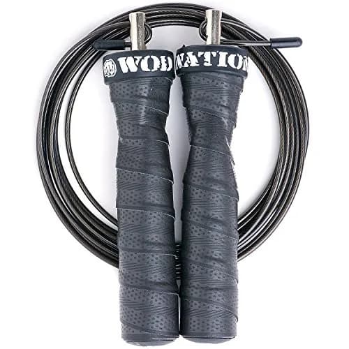 WOD Nation Attack Speed Jump Rope - Black Alloy Steel Handles, 11 ft (3.35 m) with 2.2 mm & 3.3 mm Cables | Dual-Cable System for Fitness & Double Unders thumbnail 2