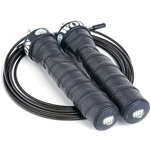 WOD Nation Attack Speed Jump Rope - Black Alloy Steel Handles, 11 ft (3.35 m) with 2.2 mm & 3.3 mm Cables | Dual-Cable System for Fitness & Double Unders thumbnail 3