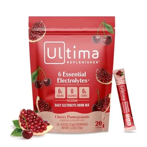 Ultima Replenisher Cherry Pomegranate Electrolyte Powder Stickpacks 20 Count (2.4 oz) | Sugar-Free Hydration with 6 Key Electrolytes thumbnail 1