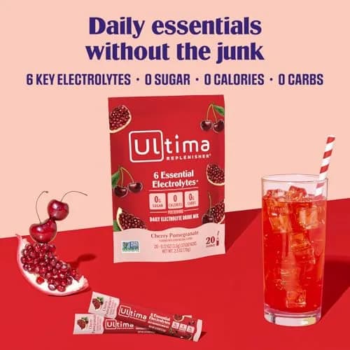 Ultima Replenisher Cherry Pomegranate Electrolyte Powder Stickpacks 20 Count (2.4 oz) | Sugar-Free Hydration with 6 Key Electrolytes thumbnail 2