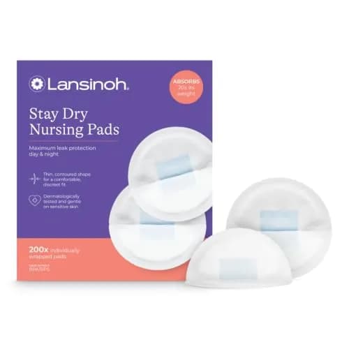Lansinoh Stay Dry Disposable Nursing Pads, 200 Count | Ultra-Absorbent, Discreet Fit for Breastfeeding Moms thumbnail 1