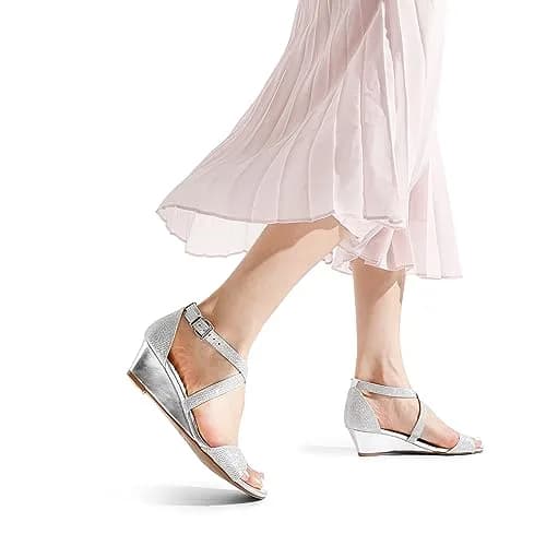 DREAM PAIRS Women's Low Wedge Sandals Ankle Strap Heel Sandal Open Toe Dress Summer Shoes, Size 8 (25mm/1" Heel) | Chic & Stable for Indian Occasions thumbnail 8