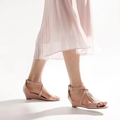 DREAM PAIRS Women's Jones Nude Pat Low Wedge Pump Sandals - 5.1 cm (2 Inch Heel) | Comfortable & Stable for All Occasions thumbnail 6