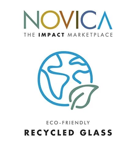 NOVICA Clear Blue Glass Hand Blown Wine Glasses, 13 Oz., 'Elegant Aqua Swirl' (Set Of 6) | Handcrafted Recycled Glass thumbnail 4