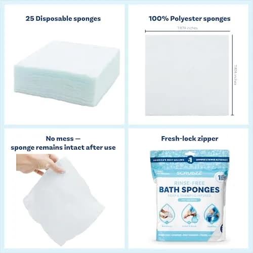 Scrubzz Disposable Rinse Free Bathing Wipes 25 Count (Pack of 1) | All-in-1 Single Use Shower Wipes thumbnail 2