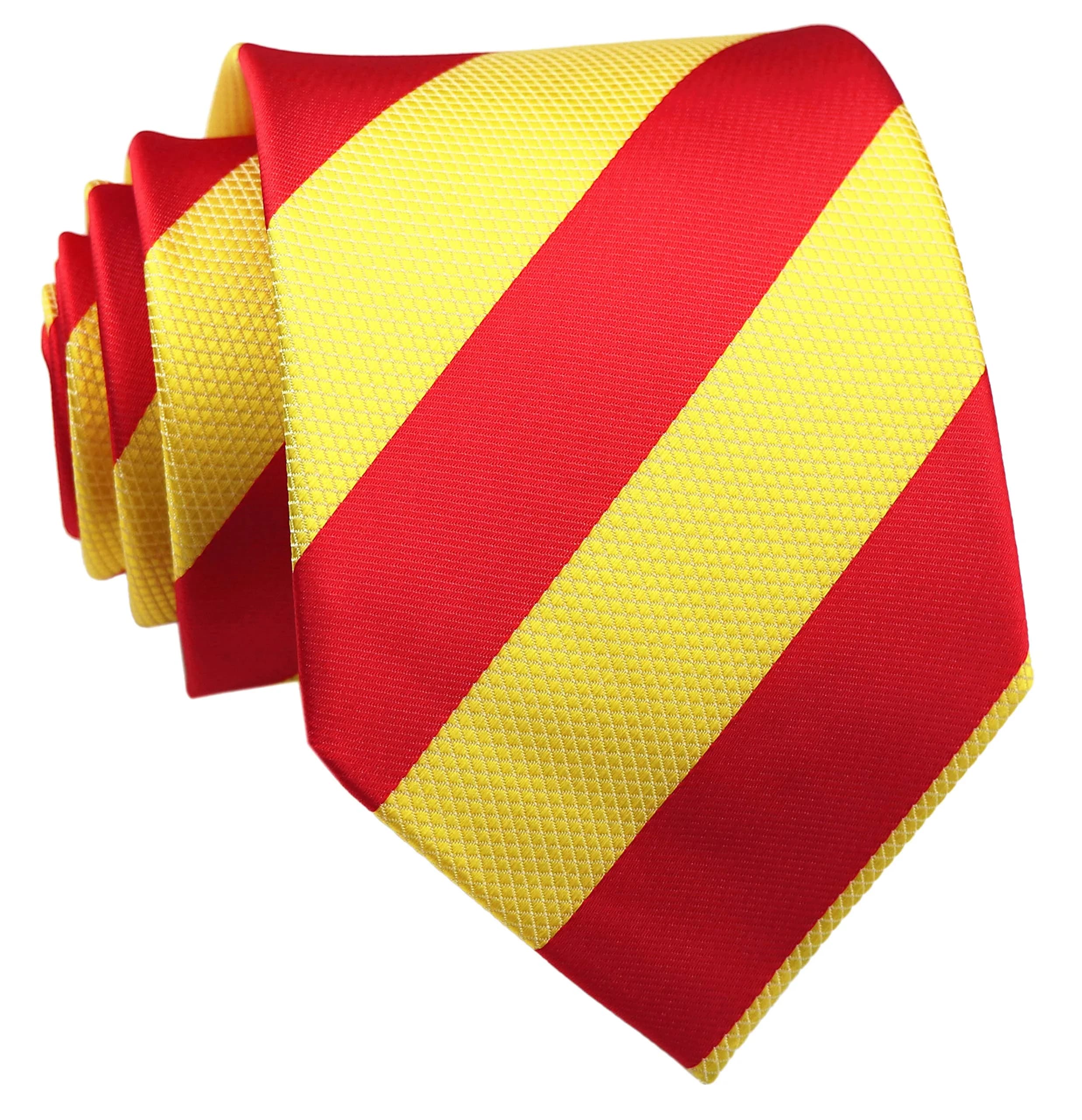 Secdtie Men's Red Yellow Striped Jacquard Woven Silk Tie Formal Necktie | Classic Business & Casual Style