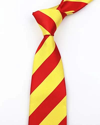 Secdtie Men's Red Yellow Striped Jacquard Woven Silk Tie Formal Necktie | Classic Business & Casual Style thumbnail 4
