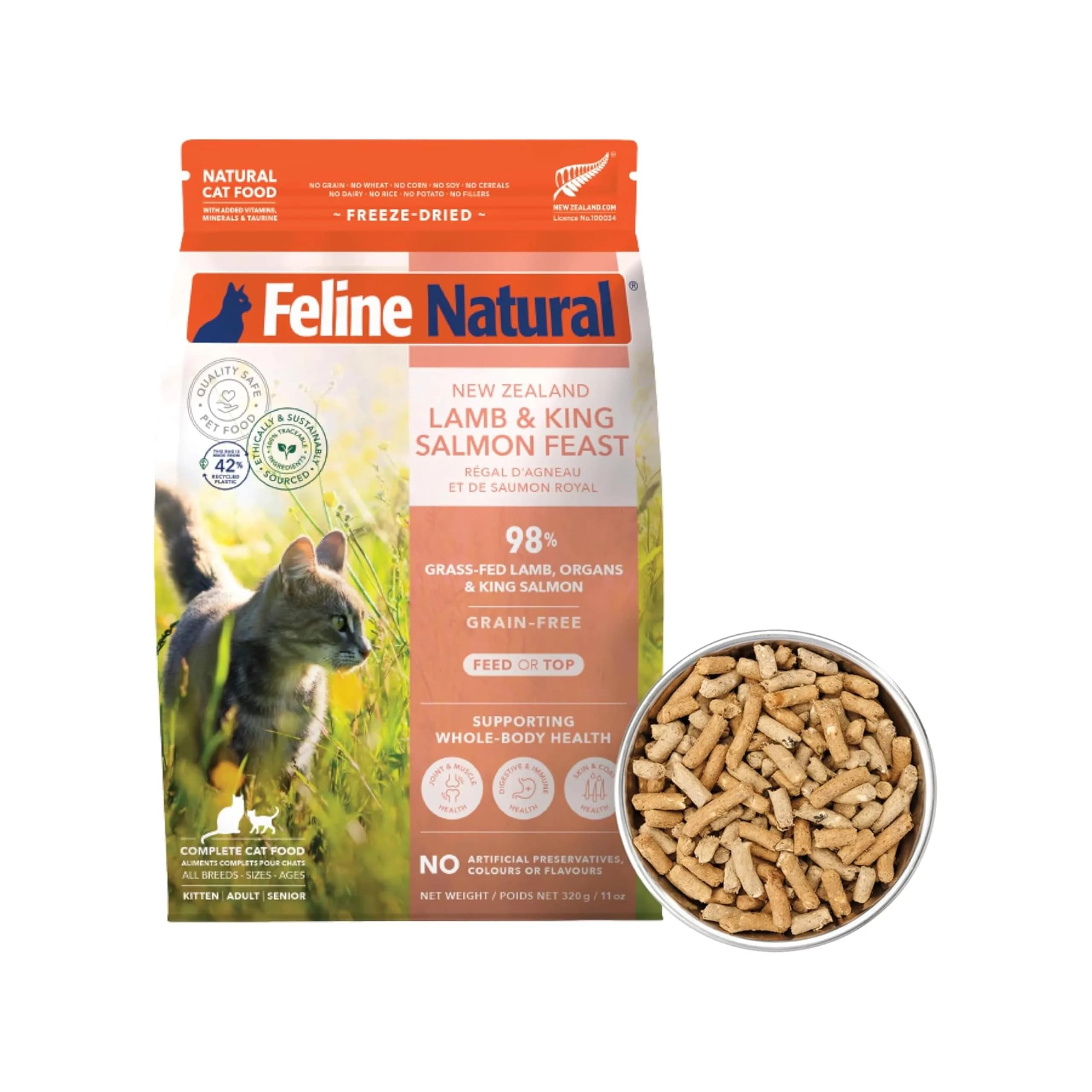 Feline Natural High Protein Freeze Dried Cat Food 11 oz (312 g) | 98% Meat Diet for Cats - main product image