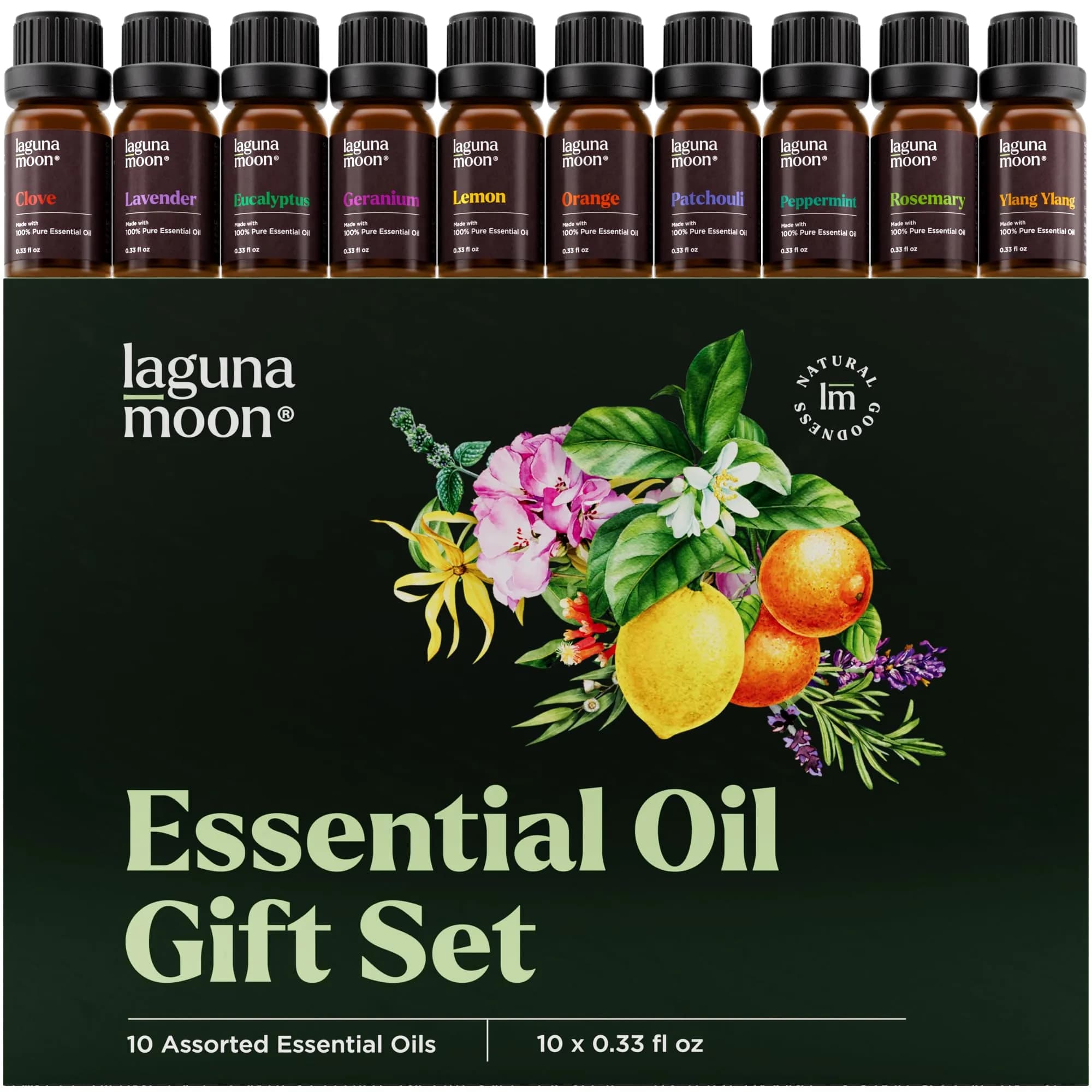 Lagunamoon Essential Oils Aromatherapy Set - 6 Oils for Diffusers, Home Care, Candle Making, 10mL | Pure, Natural, Gift-Ready — Multi-Scent / 0.33 Fl Oz