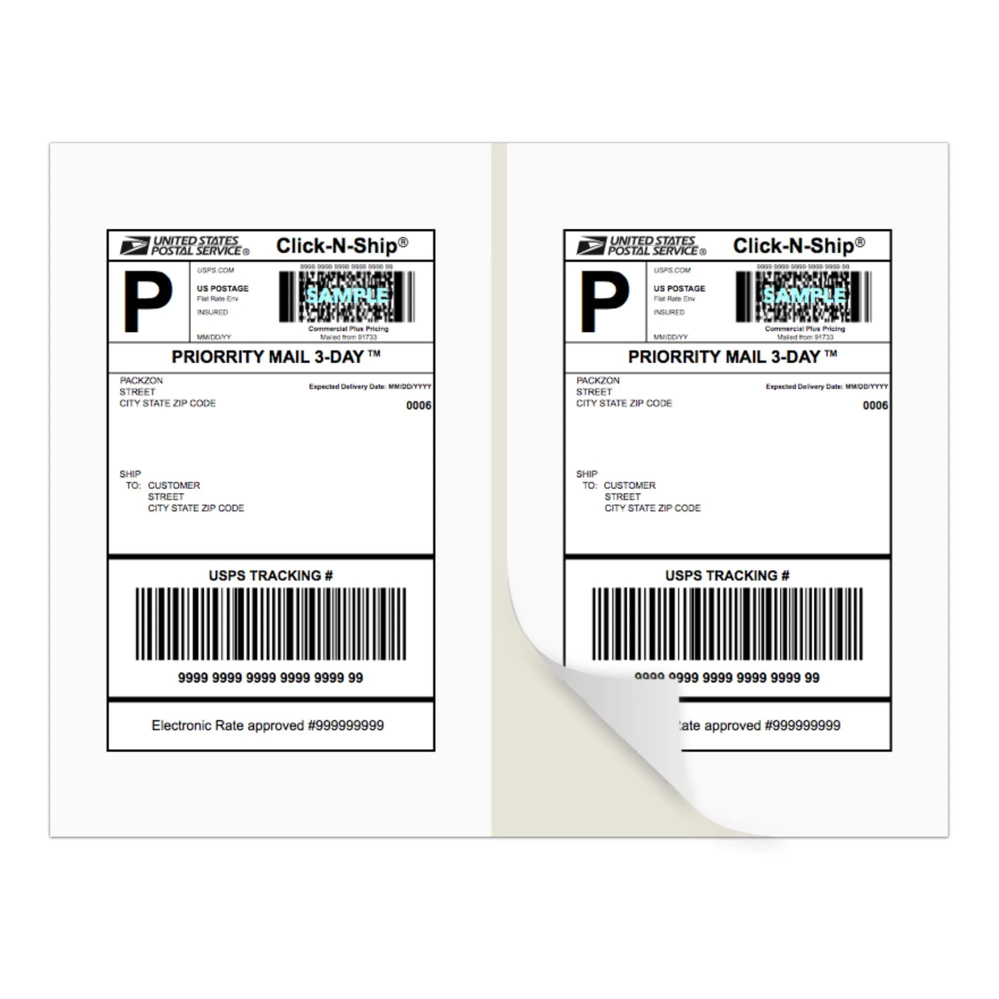 PACKZON Shipping Labels 8.5 x 5.5 Inches White Matte 200 Labels | Professional Grade Adhesive for Laser & Inkjet Printers — White