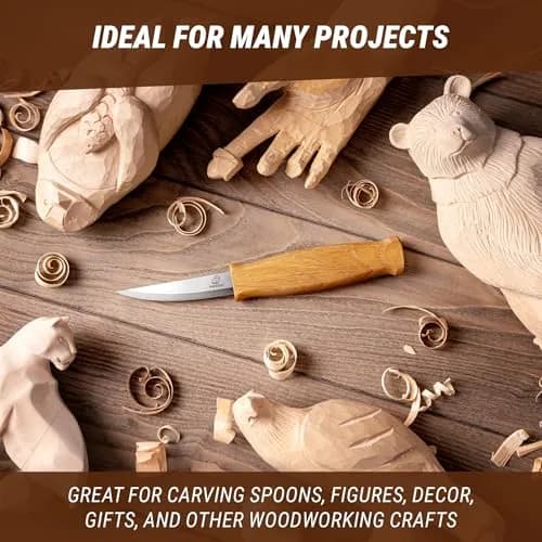 BeaverCraft Wood Carving Knife C4 3.14" | High-Carbon Steel, Ergonomic Oak Handle, Perfect for Woodworking & Whittling thumbnail 8