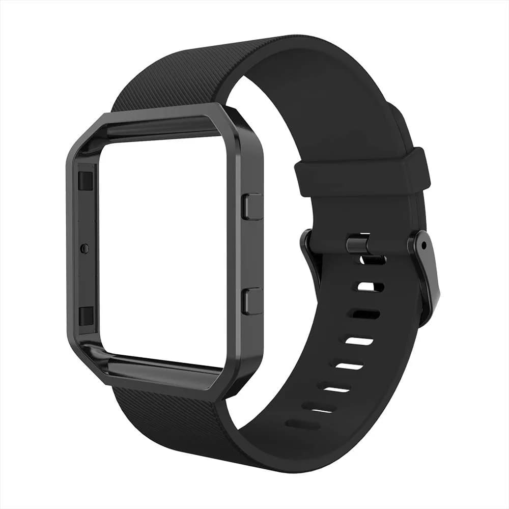 Simpeak Sport Band Compatible with Fitbit Blaze Large | Silicone Wrist Band with Metal Frame for Fitbit Blaze Men Women