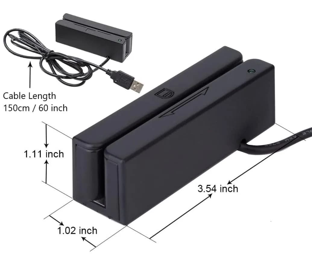 Posunitech MSR100 USB Magnetic Card Reader 9 cm (3.54 in) Black | Reads Tracks 1, 2, 3 Hi/Lo-Co Cards - main product image