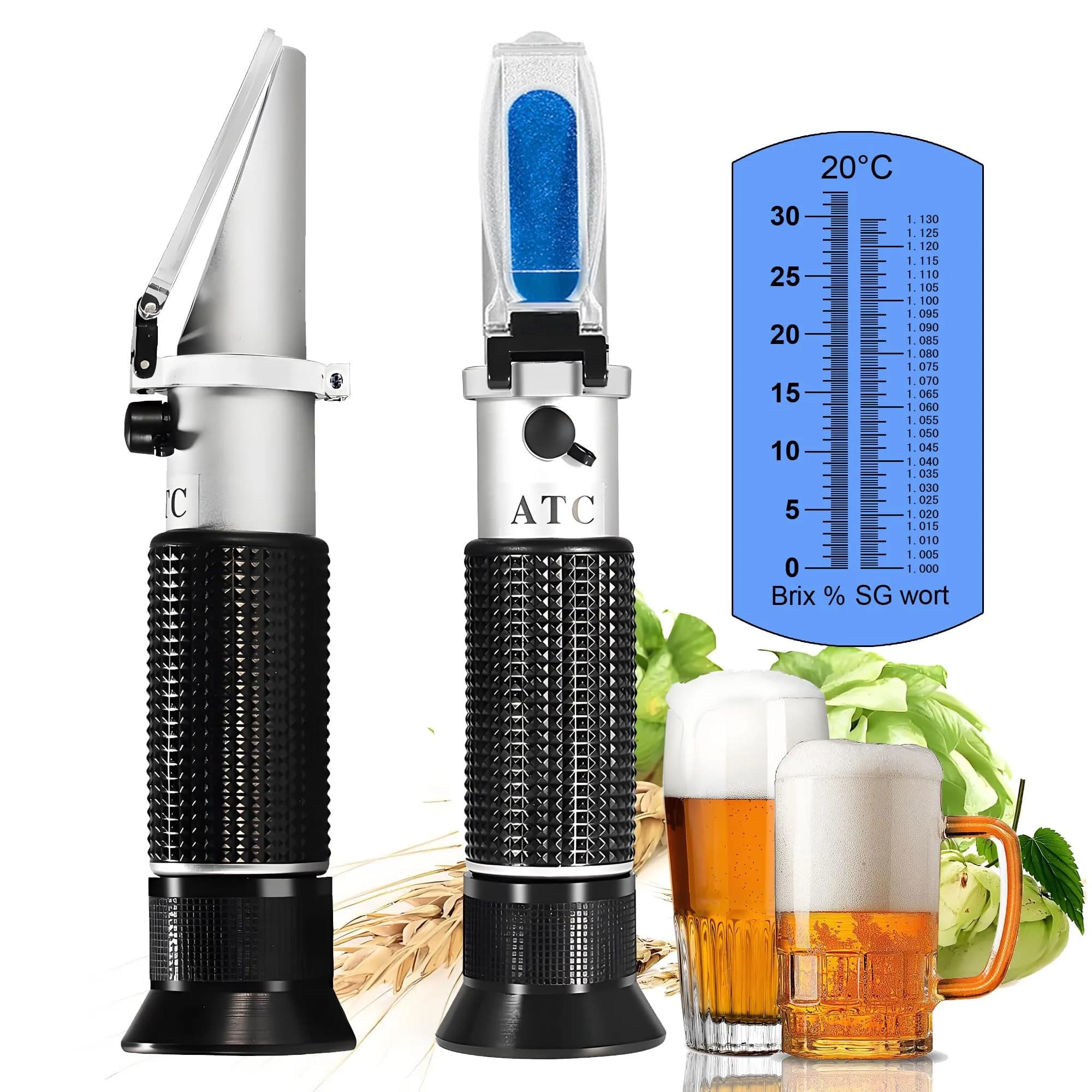 V·RESOURCING 0-32% Brix Meter Refractometer Portable Sugar Content Test | Accurate & Easy — Beerbrew Refractometer(Brix & SG Wort)