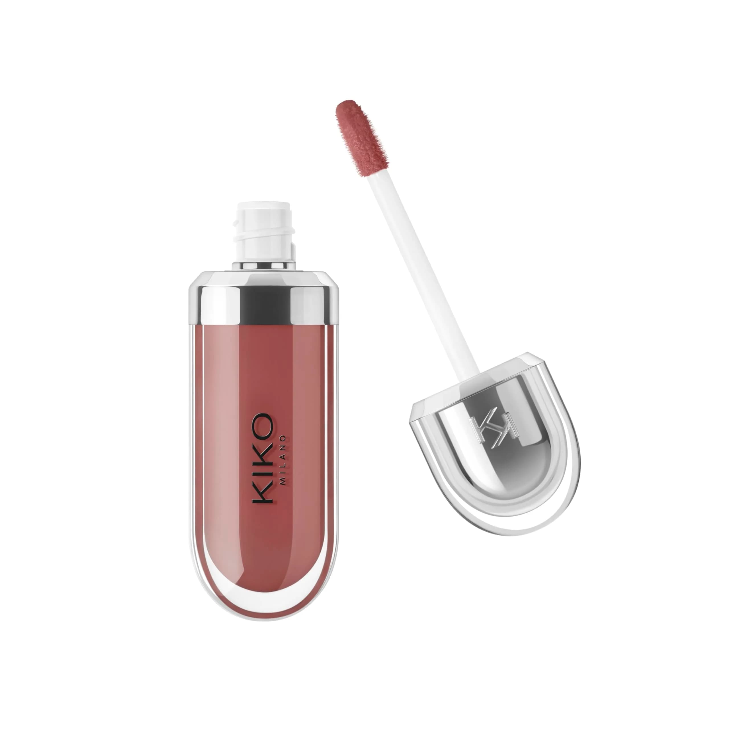 KIKO Milano 3D Hydra Lip Gloss, Hydrating Lip Gloss, 10 Sparkling Strawberry 6.5ml (0.22 Fl Oz) | High Shine & Hydration — 21 Brun Rose