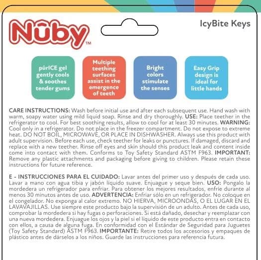 Nuby Ice Gel Teether Keys - Silicone Soothing Baby Teether Toys for Infants - Gentle for Sore Gums - Pink (1 Count) thumbnail 5