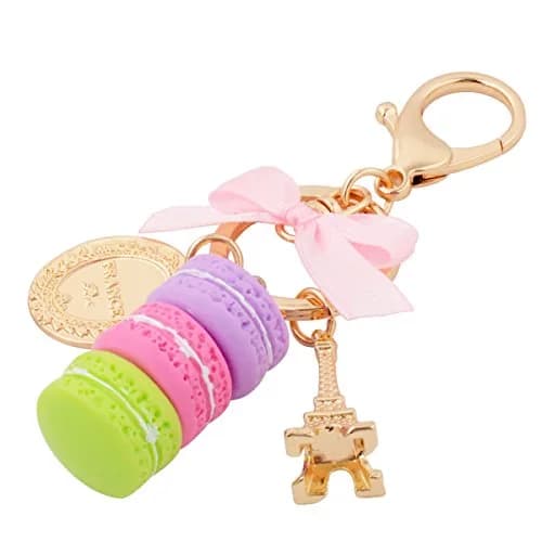 ZOONAI Pink Macaron Cake Eiffel Tower Keychain Bowknot 2*12cm | Sparkling accessory for women thumbnail 2