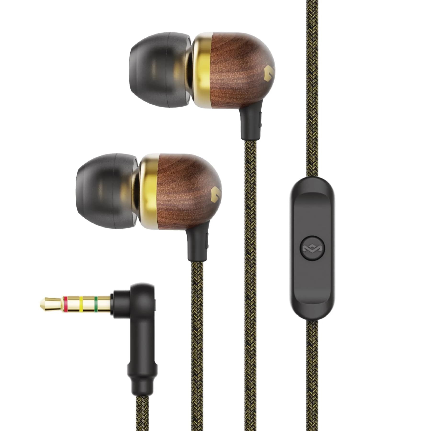 House of Marley Smile Jamaica USB-C Wired Earbuds with Microphone, 9.2mm Driver | Plug-and-Play Audio for Modern Devices — Brass