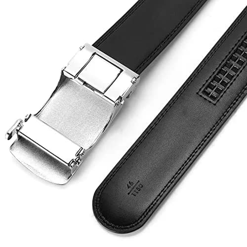 BOSTANTEN Ratchet Mens Belt Leather Trim to Fit 1 3/8" (3.5cm) Gift Boxed | Adjustable Fit for Waist Sizes 32"-38" thumbnail 6
