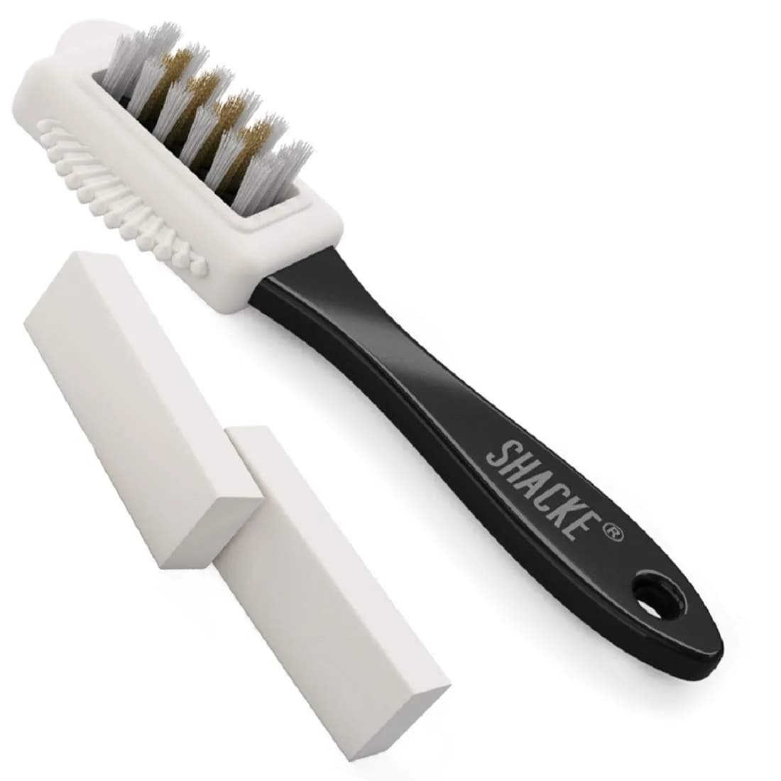 Shacke Suede & Nubuck Brush Kit with 2 Erasers | 4-Way Cleaner for Shoes, Boots, Bags