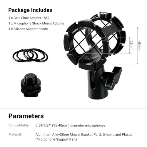 SmallRig Microphone Shock Mount 1859 with Cold Shoe & 3/8" Thread for 15-40mm Mics | Isolates Vibration thumbnail 6