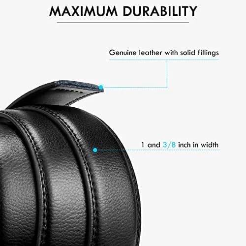 BOSTANTEN Ratchet Mens Belt Leather Trim to Fit 1.38" (3.5cm) Gift Boxed | Adjustable Automatic Buckle for Dress & Casual Wear thumbnail 3