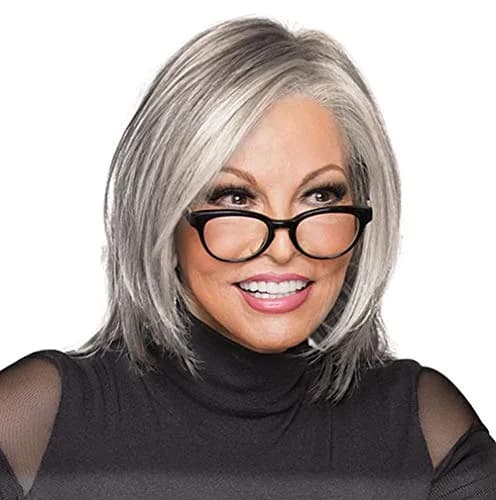 Hair u wear Play It Straight Wig R56/60 SILVER MIST | Short Layered Bob, Lace Front, Synthetic, 8.5" (21.6cm) thumbnail 1