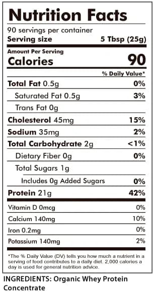 Raw Organic Whey Protein Powder Grass Fed Unflavored 2.27 kg (5 lb) | USDA Organic 1-Ingredient Protein thumbnail 5