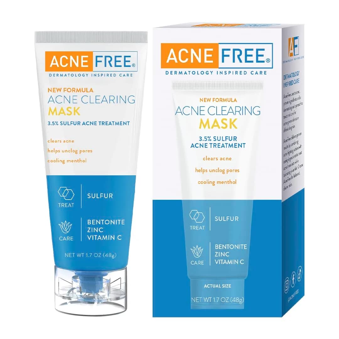 AcneFree Acne Clearing Mask with Sulfur for Acne & Oily Skin, 1.7 Oz | Absorbs Excess Oil & Unclogs Pores - main product image