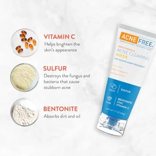 AcneFree Acne Clearing Mask with Sulfur for Acne & Oily Skin, 1.7 Oz | Absorbs Excess Oil & Unclogs Pores thumbnail 4